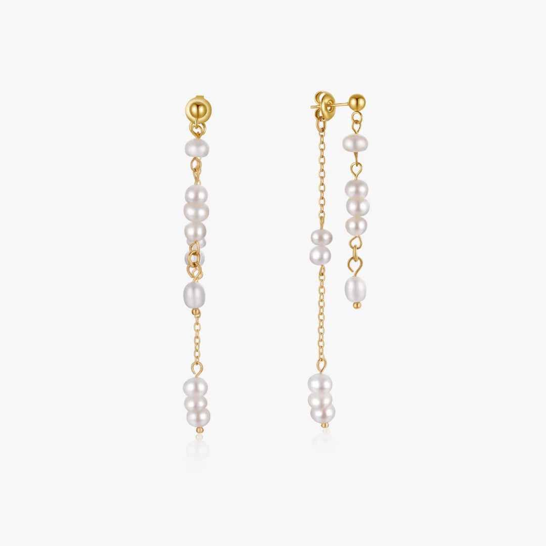 Amber Dangling Pearl Earrings - Image 7