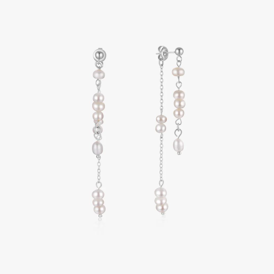 Amber Dangling Pearl Earrings - Image 8