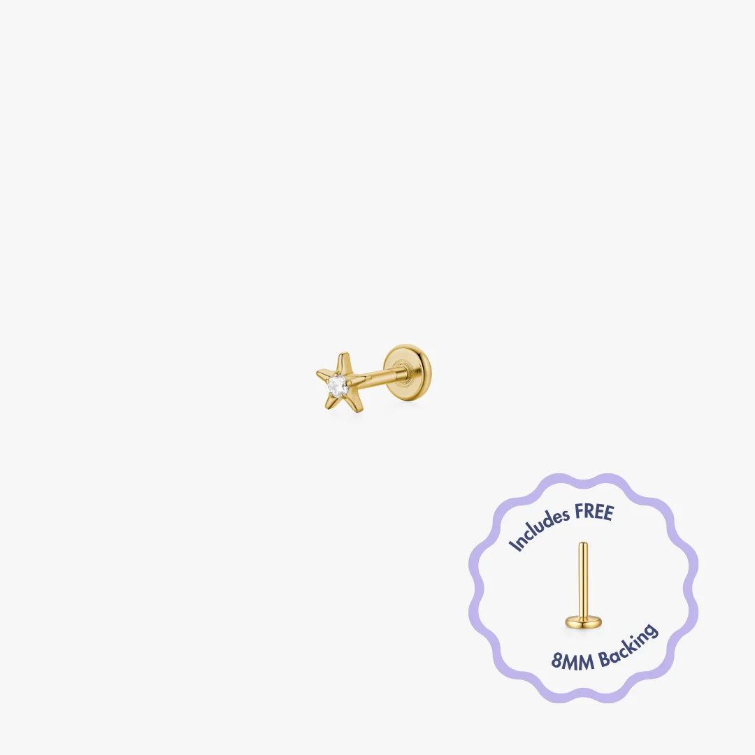 Ellie Star Titanium Flat Back Stud (Single) - Image 2