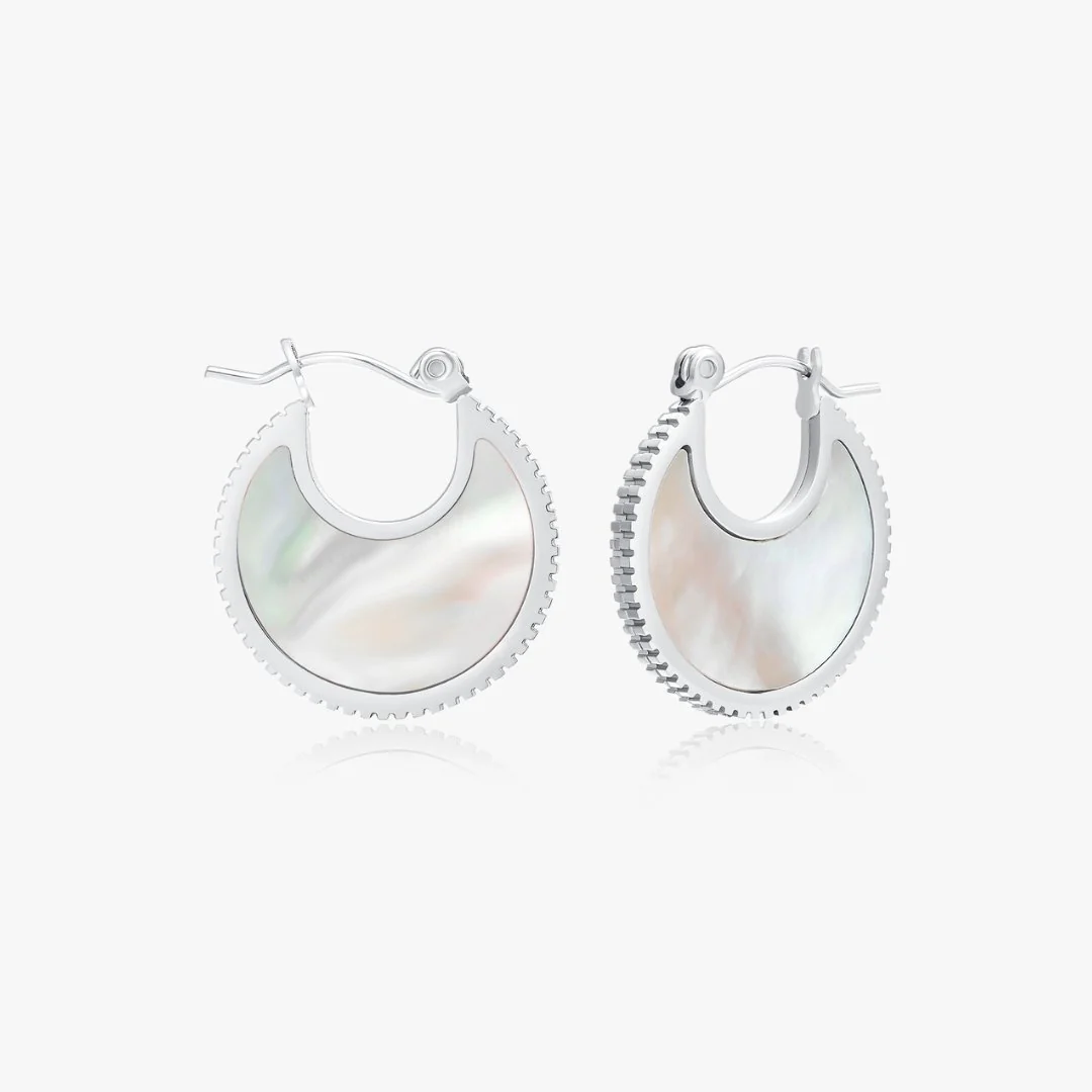 Mother of Pearl Hoop Earrings - Image 10