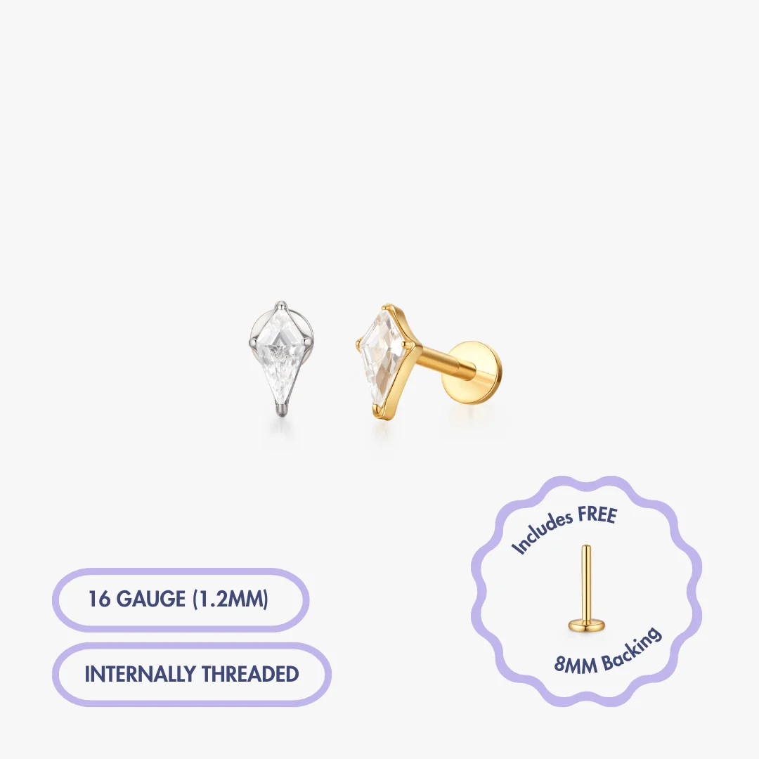 Kite Gem Titanium Flat Back Stud (Single)