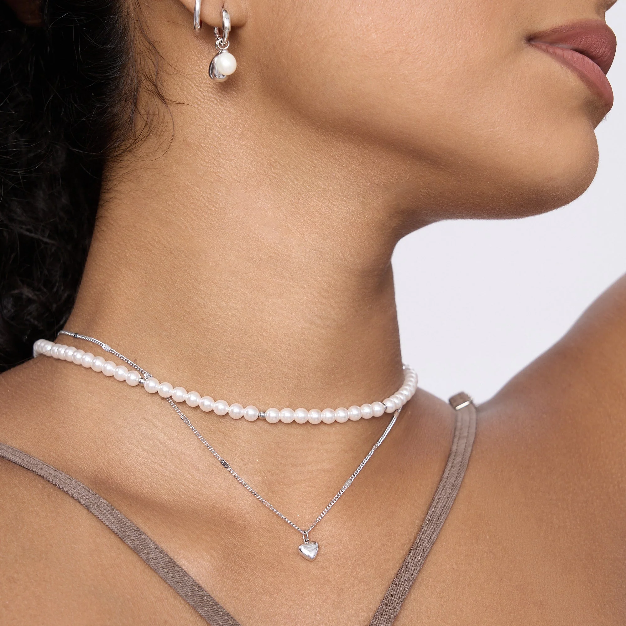 Layered Mini Heart Pearl Necklace - Image 2