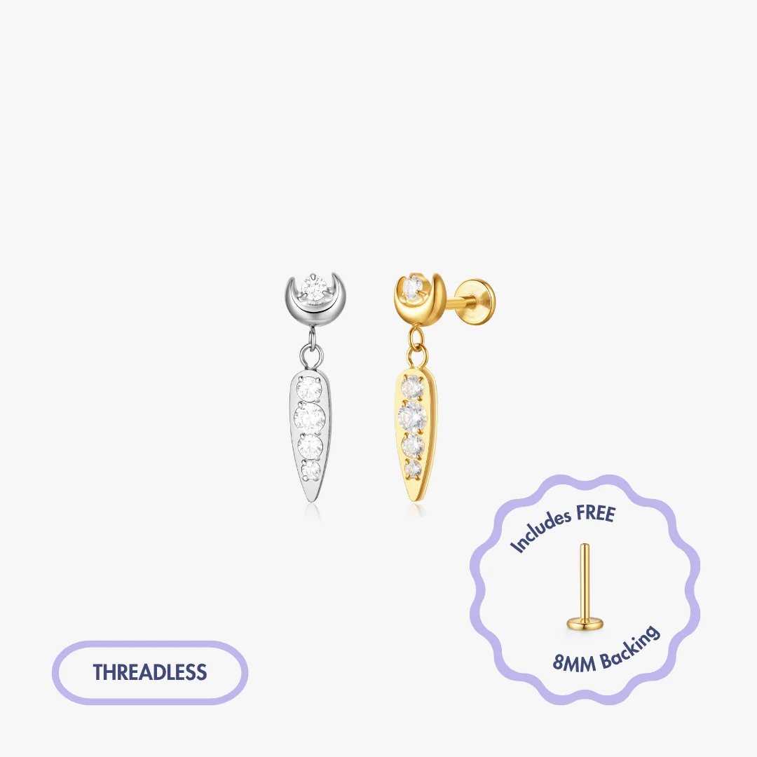 Moonlight Titanium Flat Back Stud (Single)