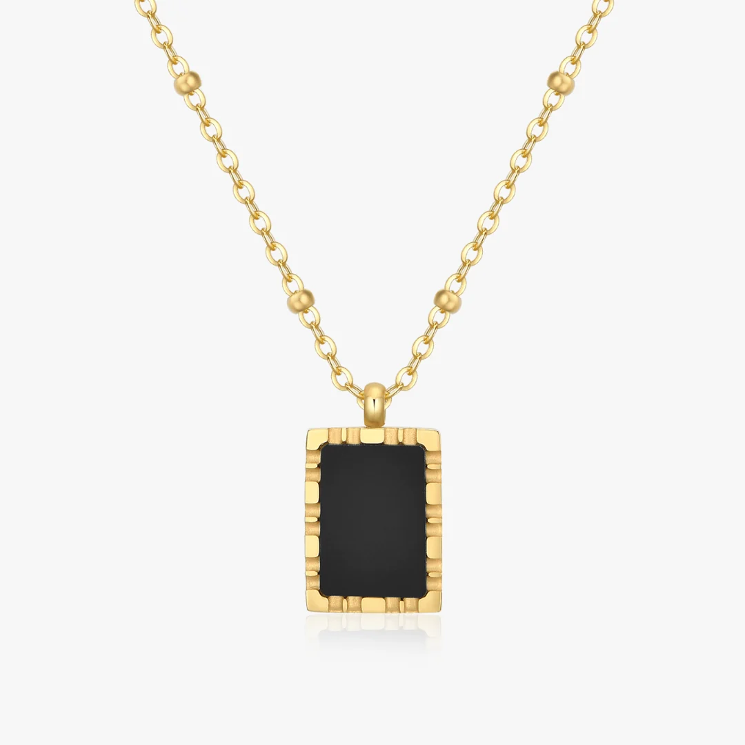 Rectangle Black Agate Pendant Necklace - Image 6