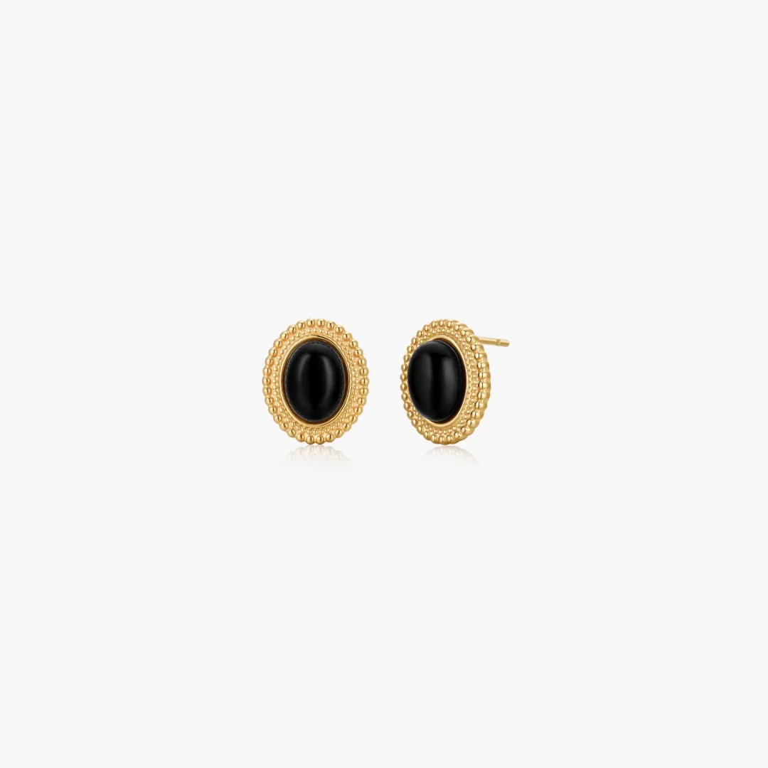 Small Oval Black Agate Earrings - Image 5