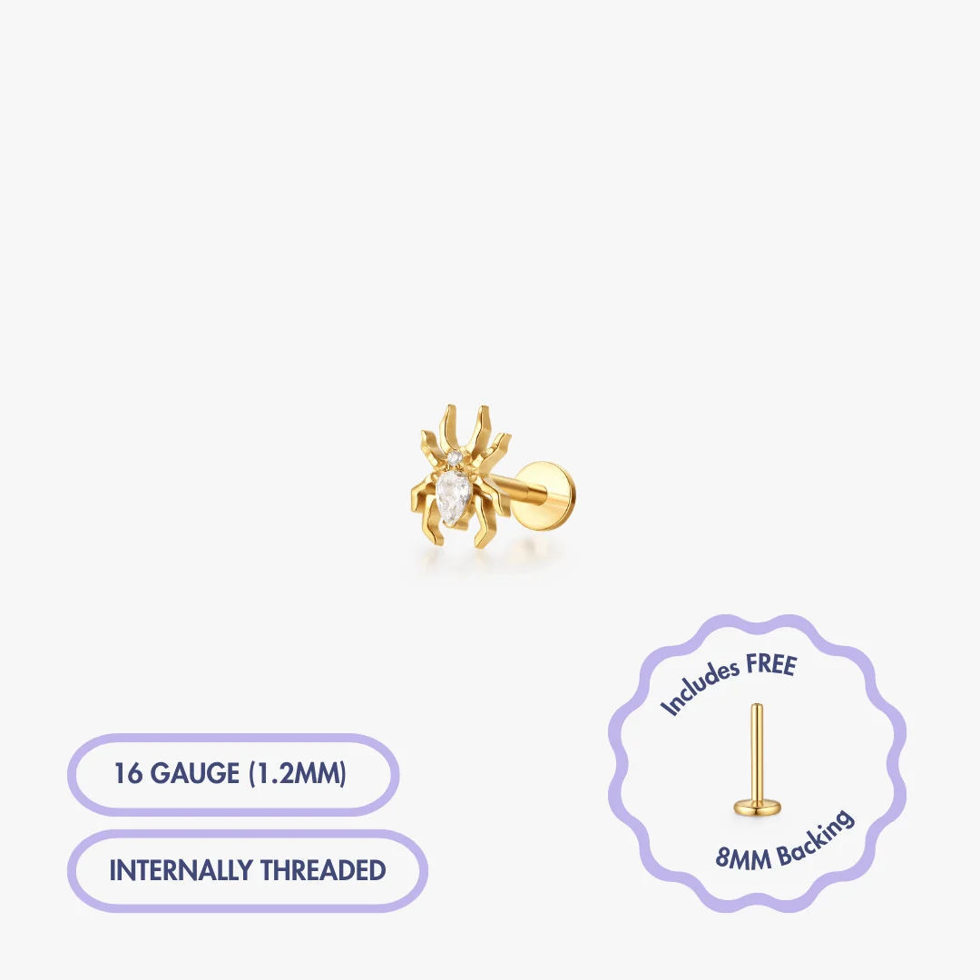 Spider Gem Titanium Flat Back Stud (Single) - Image 3