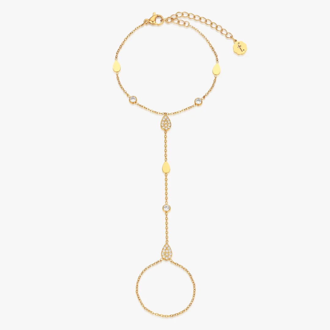 Tear Drop CZ Hand Chain - Image 5